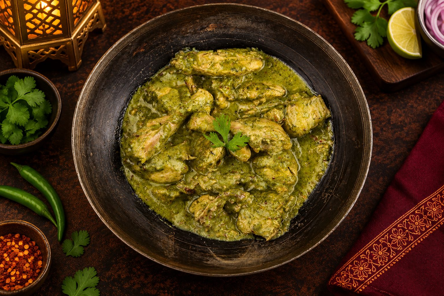 Chicken karahi served with fresh tandoori bread